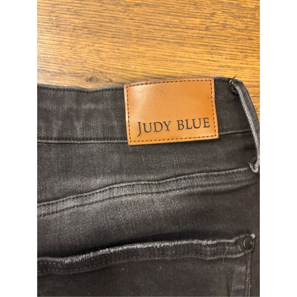 Judy Blue Eleanor cropped ankle raw hem black washed denim jeans 18W - Picture 7 of 7